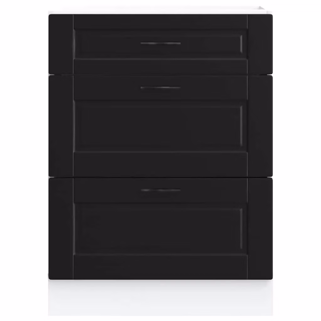 Berkfield Home Porto Black Matt MDF Freestanding Kitchen Base Unit – 3