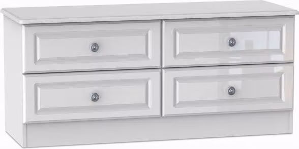 Welcome Pembroke White High Gloss 4 Drawer Bed Box Assembled