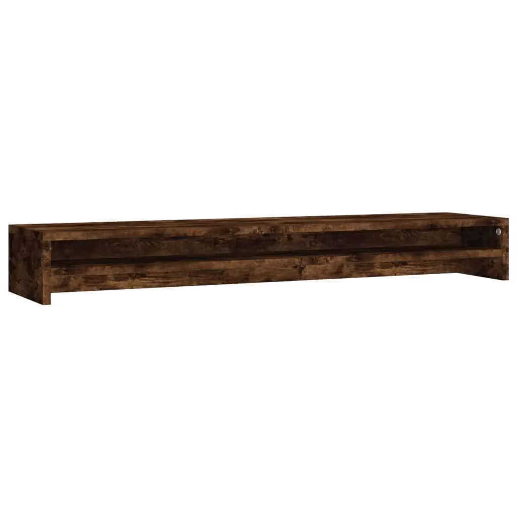 Berkfield Home Monitor Stand in Smoked Oak Brown, W/D/H: 100 x 24 x 13 cm – 2