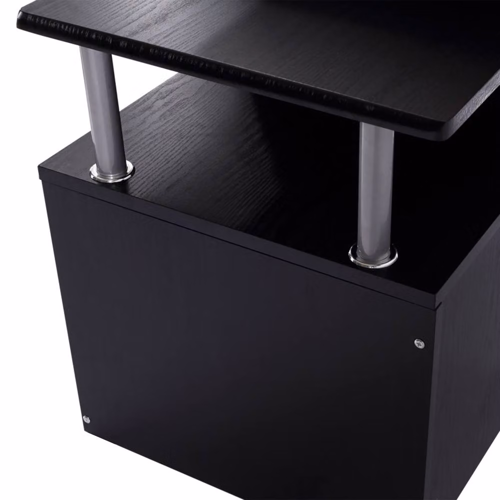 Rolipo Modern Black Computer Desk with Drawer, Shelves and CPU Storage Rack – 9