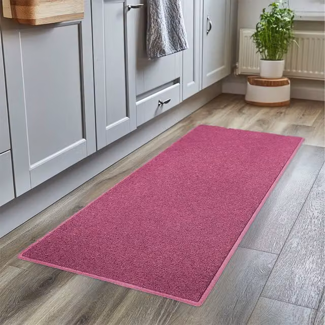 Nicoman Pink PVC Rectangular Runner Rug for Kitchen and Hallway