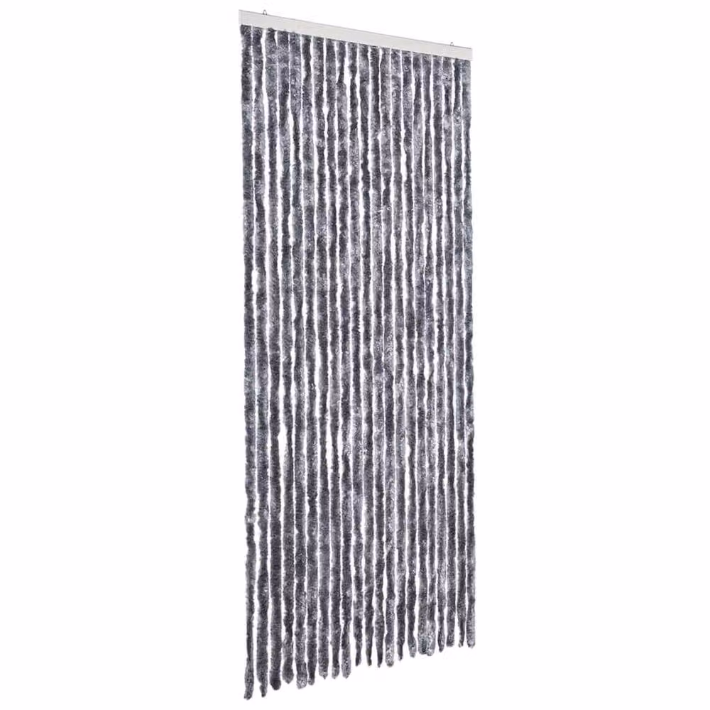Berkfield Home Silver Chenille Insect Curtain W: 90 cm, H: 220 cm – 3