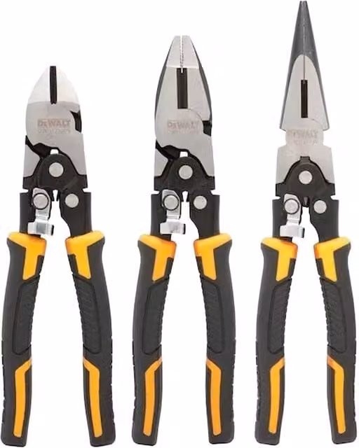 DeWalt Steel Compound Action Pliers Set, Pack of 3, Black – 1