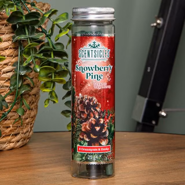 Samuel ALEXANDER Snowberry Pine Scented Christmas Scentsicles with 6 Hanging Hooks, 25g