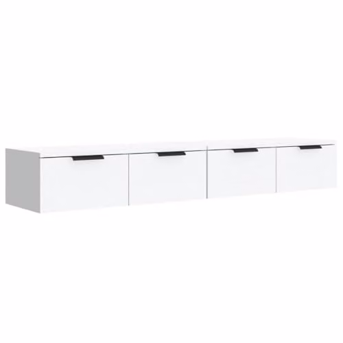vidaXL Set of 2 White Wall-Mounted Cabinets with Hinged Doors, W/D/H: 68 x 30 x 20 cm