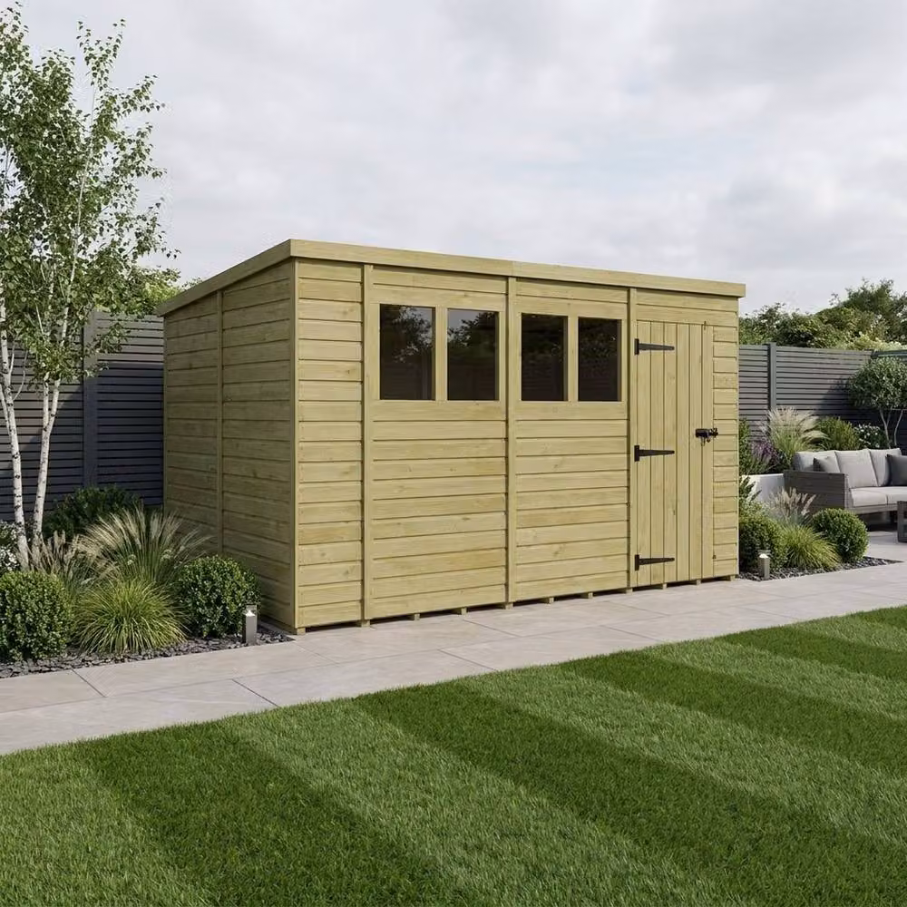 Buttercup Farm Brown Timber Pent Garden Shed with Single Door and Windows – 2