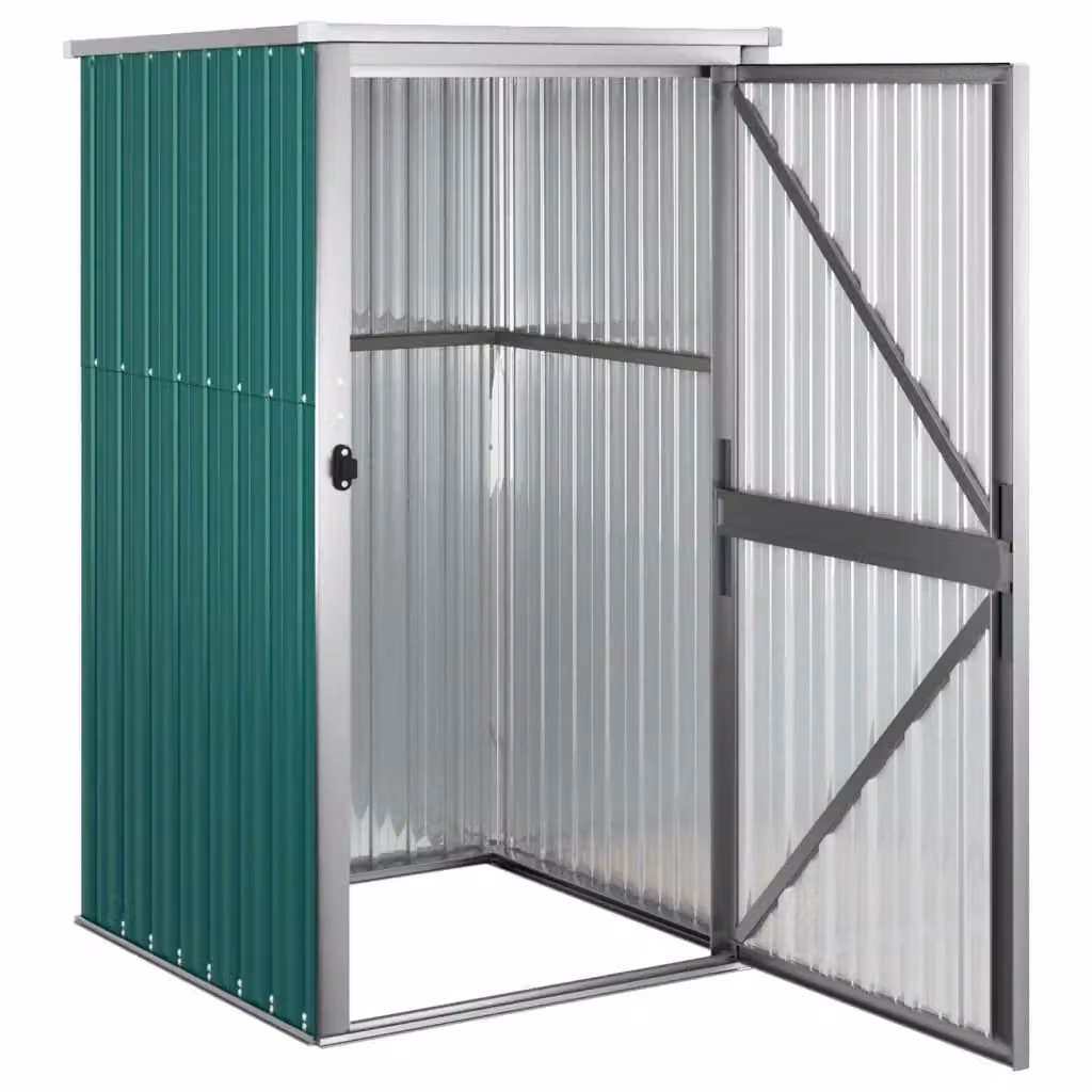 Berkfield Home Green Galvanised Steel Garden Tool Shed Pent Tall Cabinet W/D/H: 88 x 89 x 161 cm – 2
