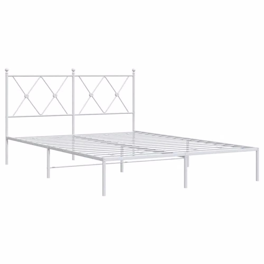 Berkfield Home Metal Bed Frame with Headboard, White, W/D/H: 135 x 190 cm – 3
