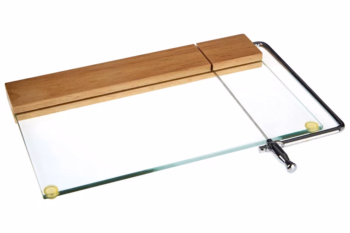 Orsina Cheese Cutter with Transparent Glass Board, Integrated Wire Slicer and Wood and Stainless Steel Arm – 2