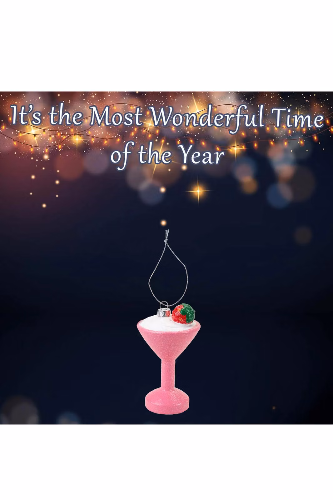VFM e-Store Glitter Cocktail Christmas Tree Hanging Ornament in Red and Pink, W/D/H: 11 x 6.5 x 6.5 cm – 2