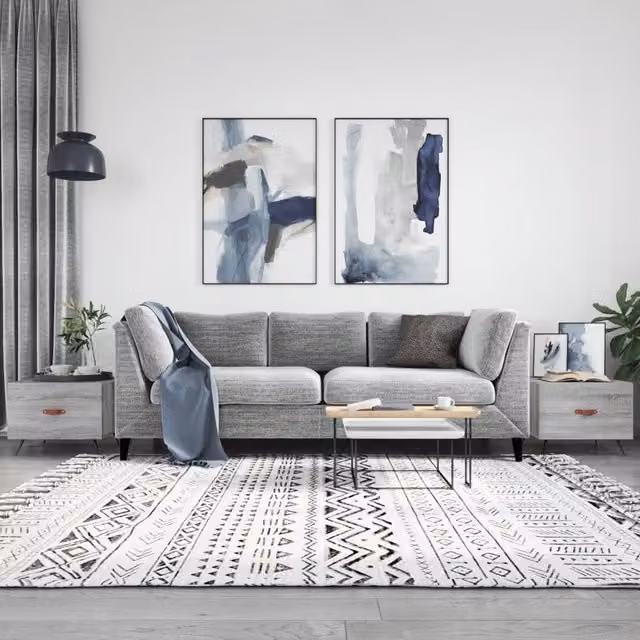Berkfield Home Set of 2 Grey Sonoma Coffee Tables, W/D/H: 50 x 50 x 40 cm