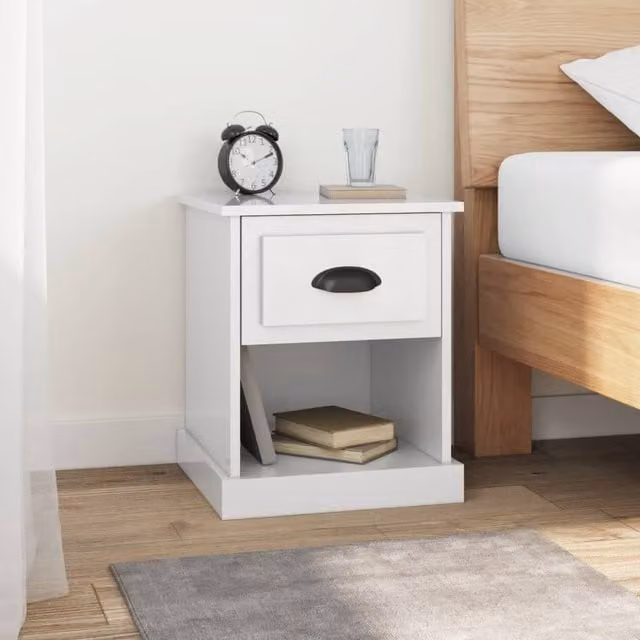 Berkfield Home Set of 2 High Gloss White Bedside Cabinets, W/D/H: 39 x 39 x 47.5 cm – 1