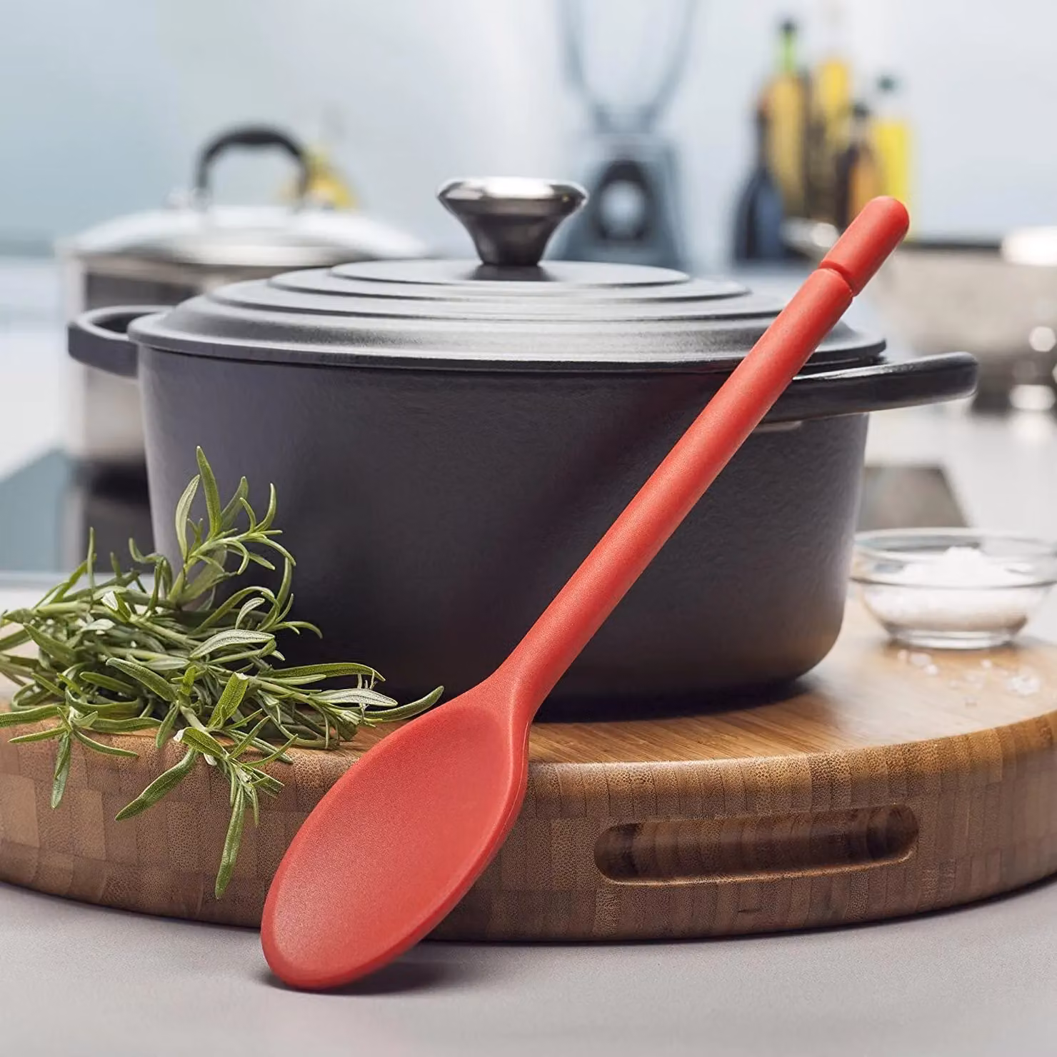 Zeal Red Silicone and Stainless Steel Oval Cook's Spoon, 30 cm – 2