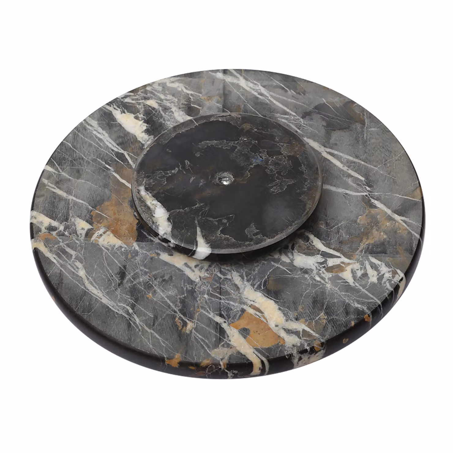 Orsina Black and Gold Marble Lazy Susan Round Rotating Serving Tray and Circular Stone Cheese Board – 3