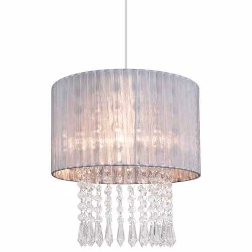 Cosylyte Winni Beaded Voile Modern Pendant Light Shade in Silver Grey, W/D/H: 30 x 30 x 31 cm – 1