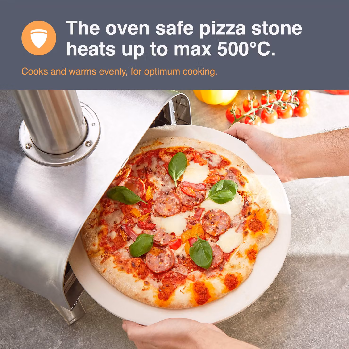 VonShef Grey Ceramic Pizza Stone and Pizza Cutter Set – 2