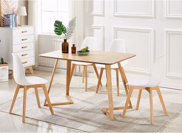 Life Interiors Rico Dallas Modern White Dining Set with Rectangular Table and 4 Chairs