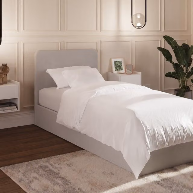 GFW Chiswick Grey Fabric Upholstered Ottoman Bed with Lift Up Base, 90 x 190 cm