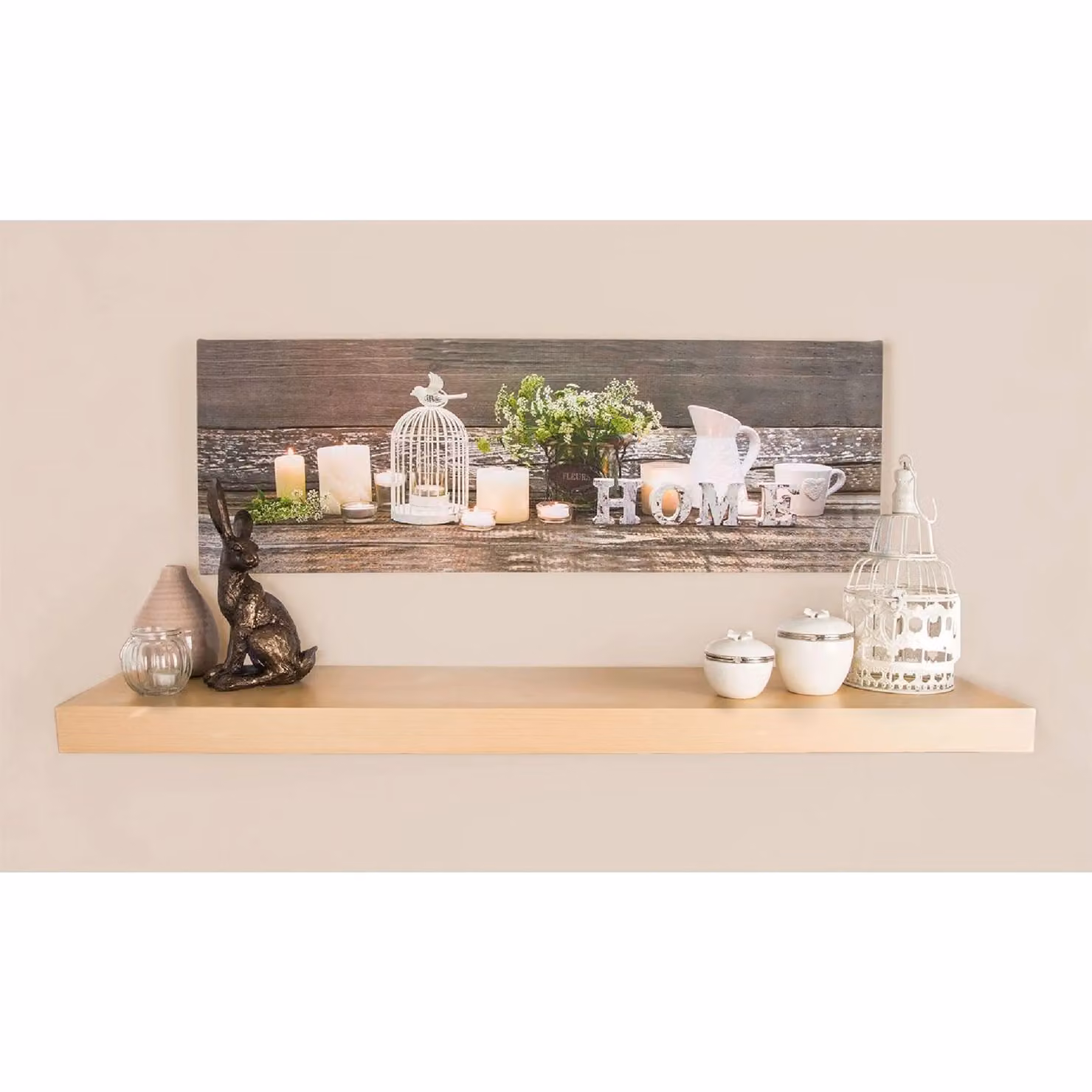 Graham & Brown LED Printed Canvas Wall Art in Beige, W 90 cm x H 90 cm x D 3 cm – 1