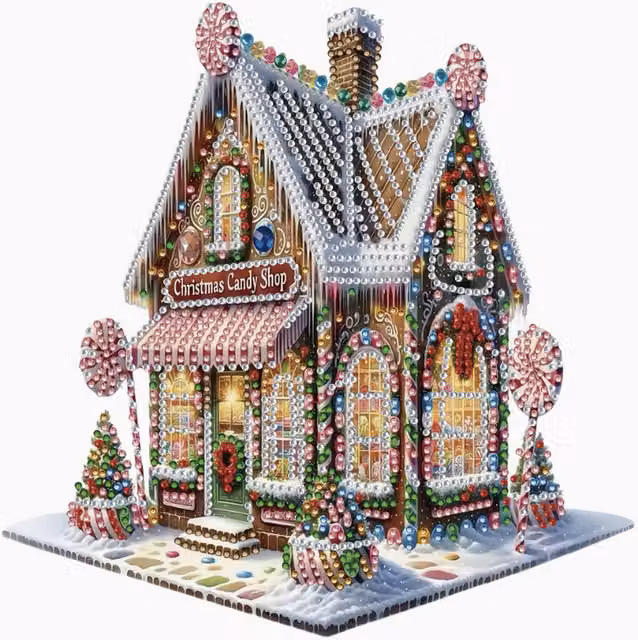 Syntego Christmas Sweet Shop Tabletop Diamond Art Kit, Multicolour