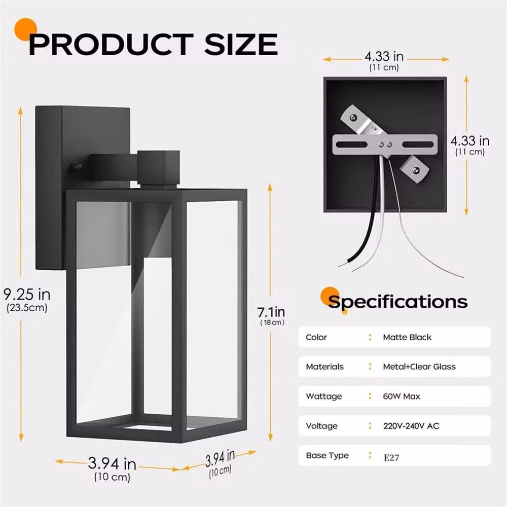 SPETLEK Modern Black Aluminium Outdoor Wall Lantern for Garden and Porch – 2