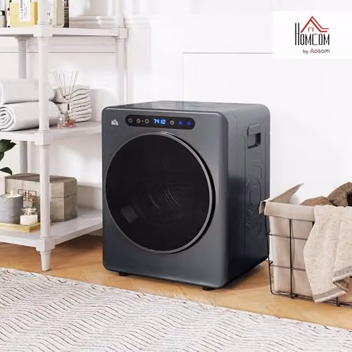 HOMCOM Vented Tumble Dryer, Grey, 5kg Wet Laundry/3kg Dry Capacity, 1000W, Front Loader, W: 61.0 cm, D: 49.0 cm, H: 85.0 cm – 2