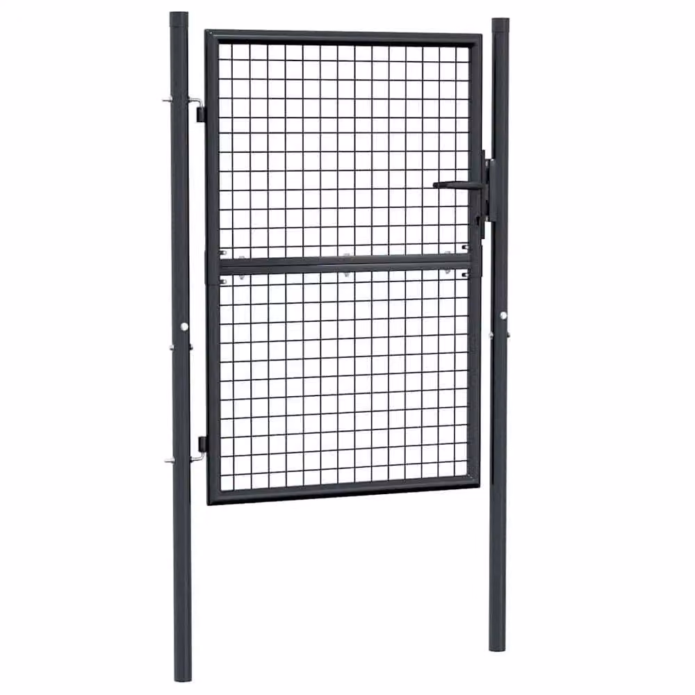 Berkfield Home Galvanised Steel Mesh Garden Gate in Grey, W: 100 cm, H: 175 cm – 2