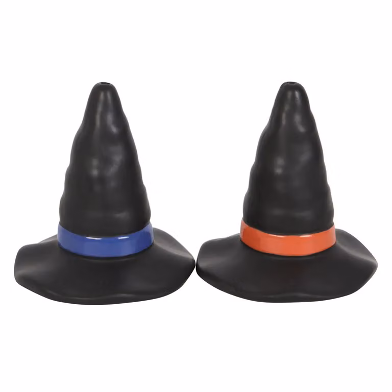 Something Different Witches Hat Salt and Pepper Shakers in Black Ceramic