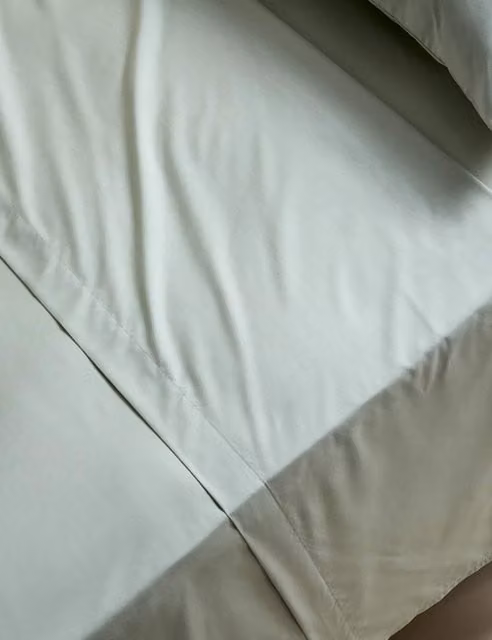 M&S Stay Cool Lyocell Rich Flat Sheet, Sage Green, W: 180 cm, D: 200 cm