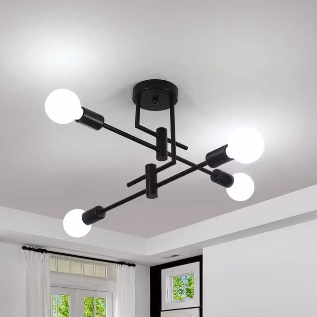 Goeco Vintage Industrial Metal Ceiling Light in Black and Gold/Brass for Bedroom, Kitchen or Hallway
