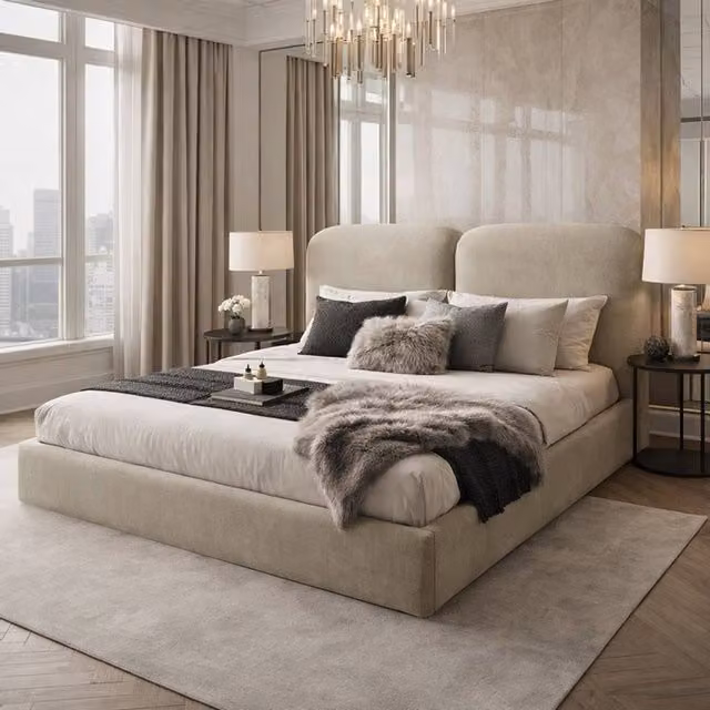 Desire Deco Alessia Ottoman Storage Bed Frame in Beige Plush Velvet, Small Double – 1