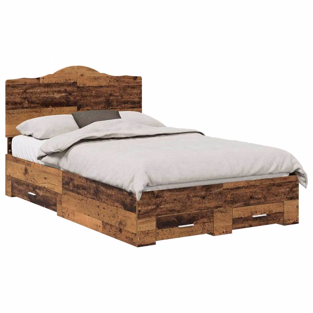Berkfield Home Modern Bed Frame with Headboard in Brown Engineered Wood W/D/H: 120 x 190 cm – 2