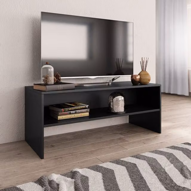 Berkfield Home Classic TV Cabinet in Black with Media Compartments, W/D/H: 100 x 40 x 40 cm