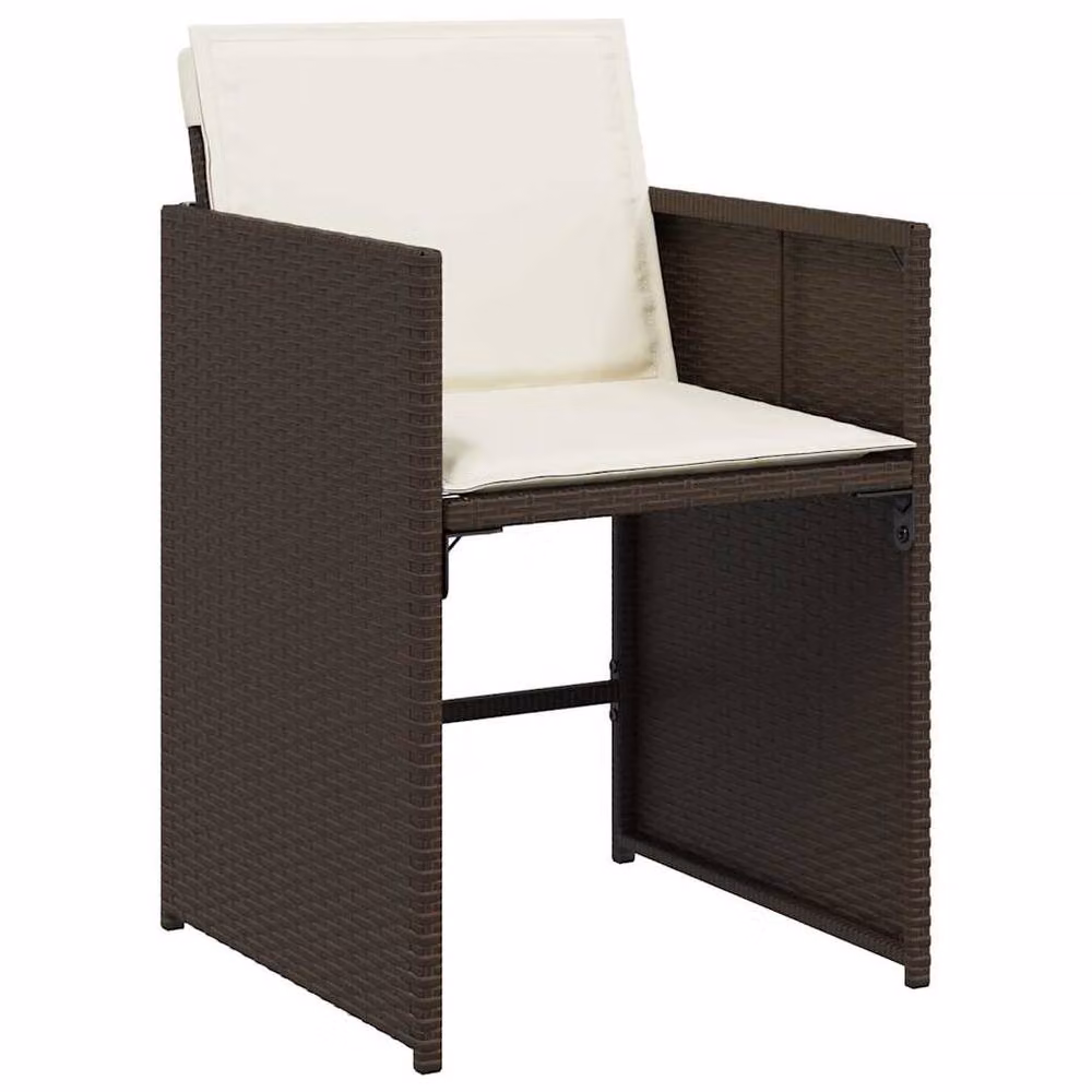 Berkfield Home 11 Piece Brown Poly Rattan Garden Dining Set with Cushions and Glass Tabletop – 3