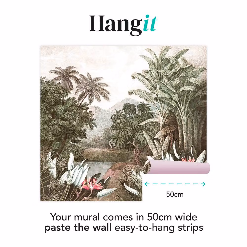 Superfresco Easy Vintage Jungle Mono Print Floral Wall Mural in White and Multicolour, W: 300 cm, H: 280 cm – 2
