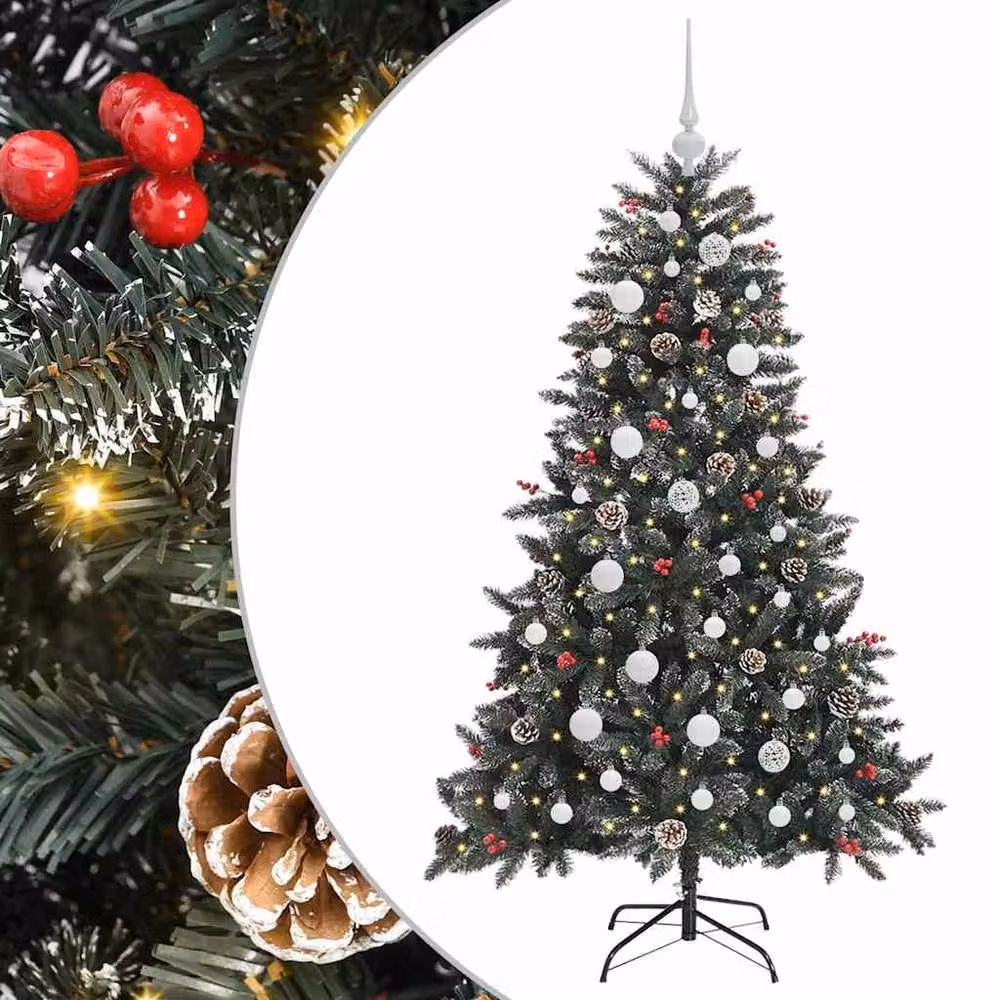 Berkfield Home Green Artificial Christmas Tree with 150 LEDs, W/D/H: 68 x 68 x 120 cm – 2