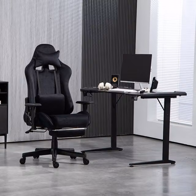 Home Treats Black Microfibre Childrens Gaming Chair with Headrest and Armrests