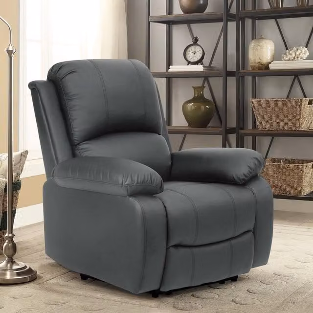 Comfy Living Modern Reclining Chair in Grey Synthetic Leather