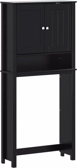Berkfield Home BERG Black Solid Wood Washing Machine Cabinet with Hinged Doors and Internal Shelves, W/D/H: 76 x 27 x 164.5 cm – 1