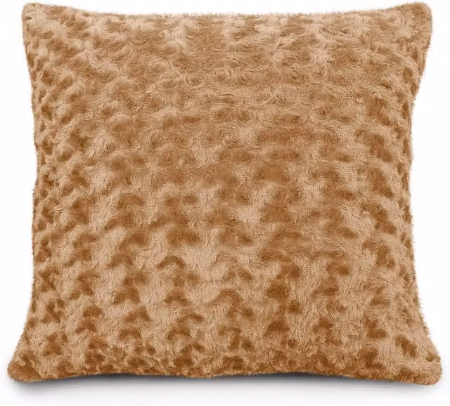 Velosso Posy Chenille Filled Square Cushion in Brown, W/D/H: 43 x 43 x 43 cm