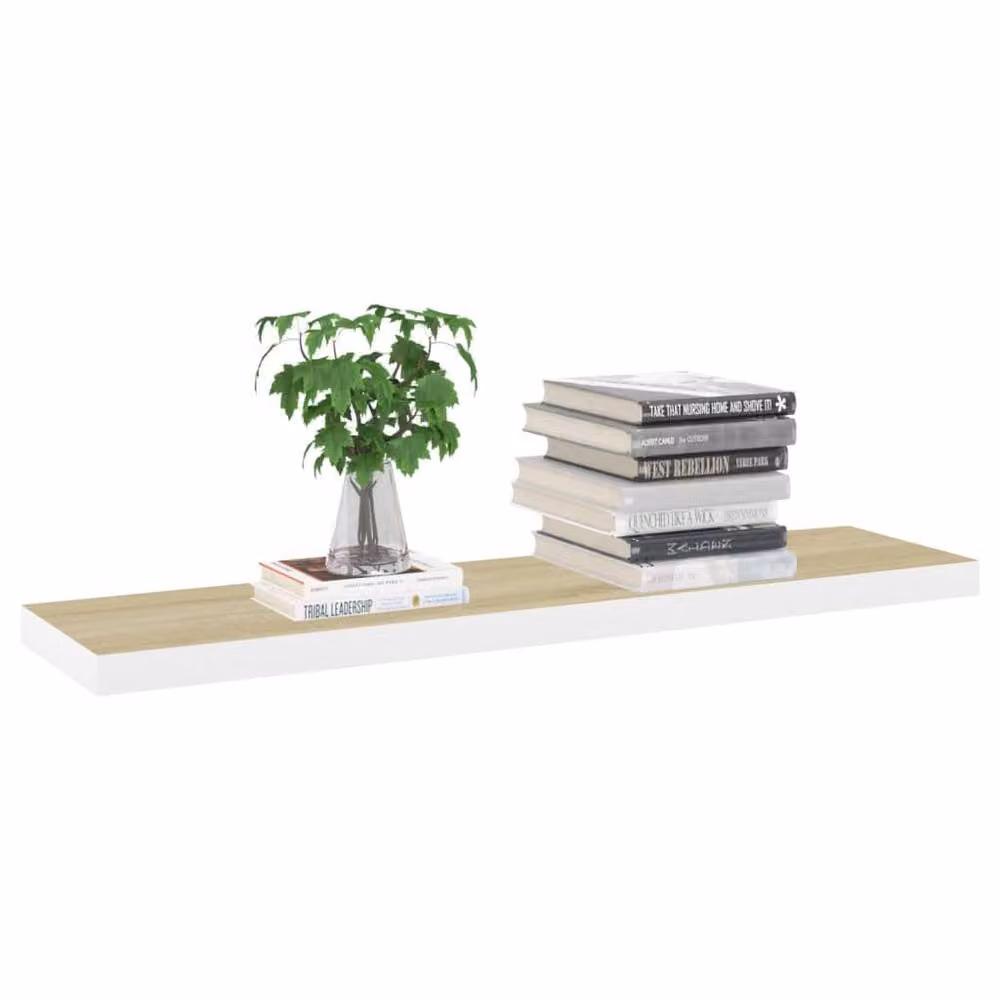 Berkfield Home Floating Wall Shelves, 4 Piece Set in Oak and White, W/D/H: 120 x 23.5 x 4 cm – 2