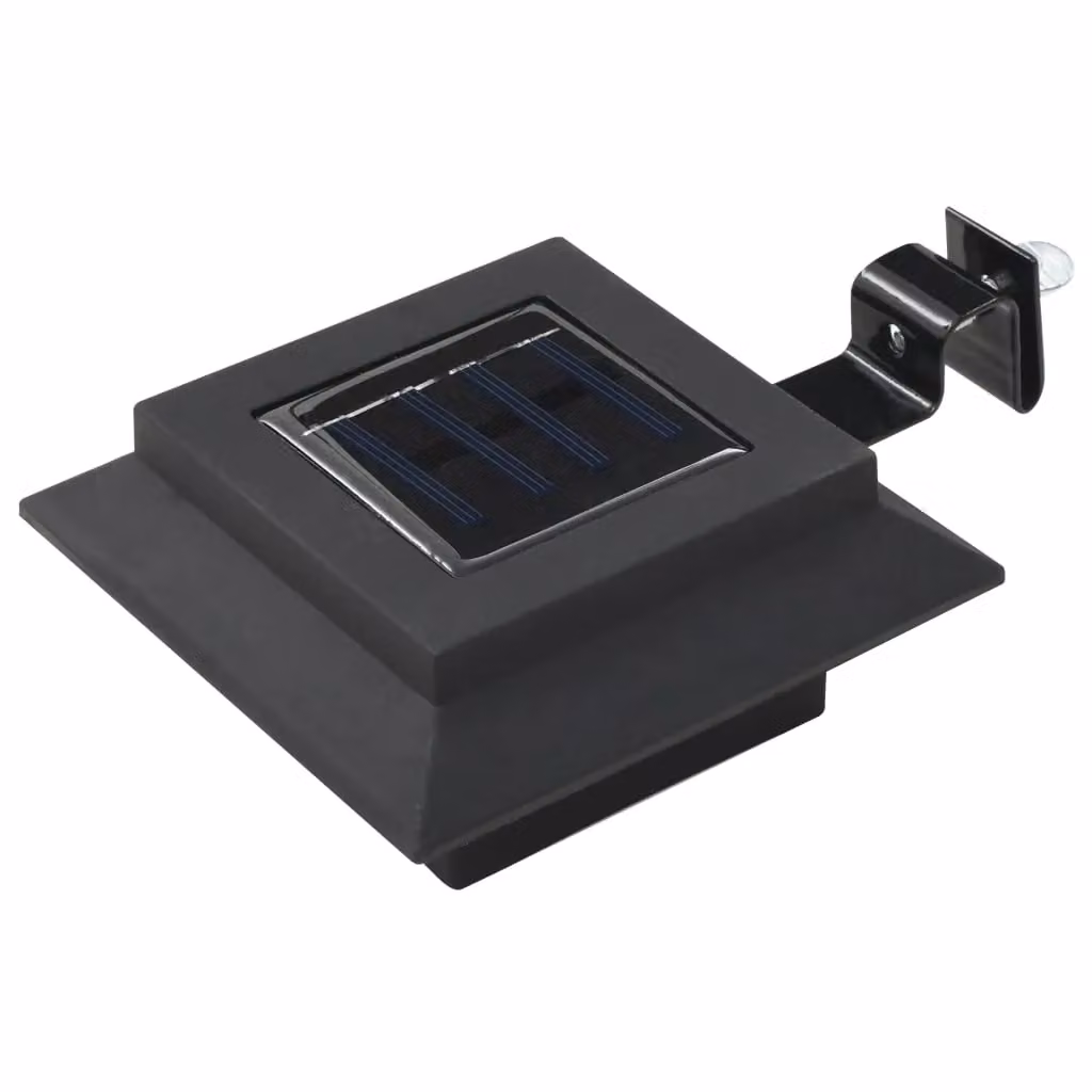 Berkfield Home 6 Piece Set of Black Square LED Solar Outdoor Garden Wall Lamps, 12 cm – 2