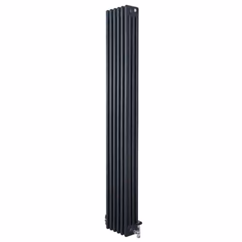 Monstershop Traditional 4 Column Steel Radiator and Thermostatic Radiator Valve Set in Anthracite Grey, W/H: 180 x 29 cm – 5