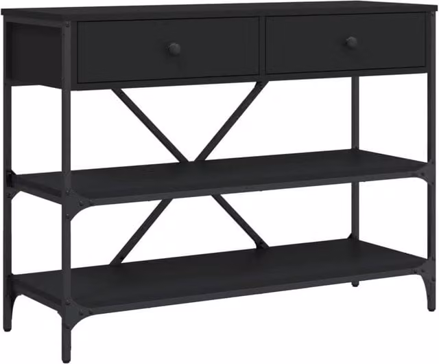 Berkfield Home Black Console Table with Drawers and Shelves – 1