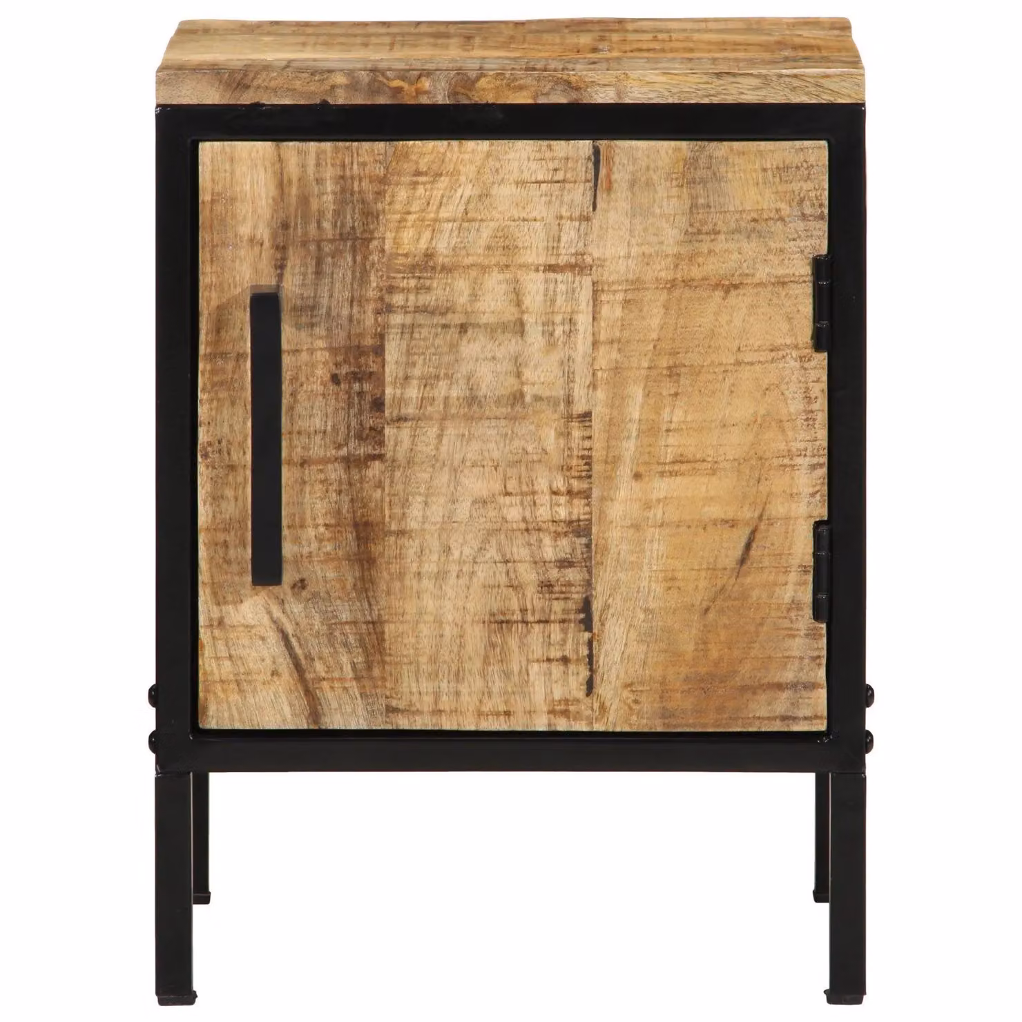 Berkfield Home Bedside Cabinet in Brown Mango Wood and Metal, W/D/H: 30 x 30 x 40 cm – 4