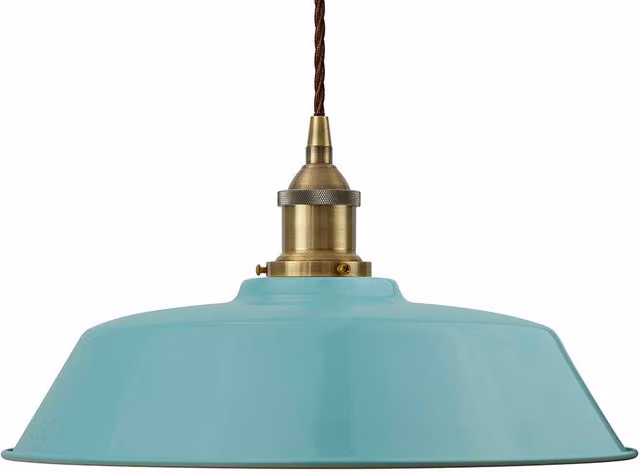 SE Home Chancery Pendant Light in Duck Egg Blue with Antique Brass and Brown Twisted Details – 1