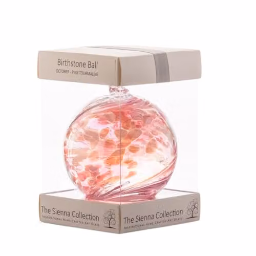 Sienna Glass Pink Birthstone Ball October Pink Tourmaline Hanging Glass Bauble – 1