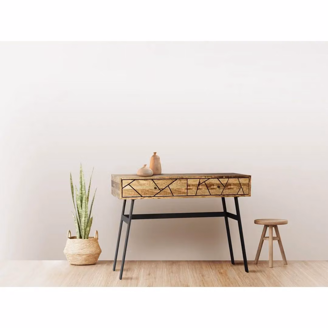 Jaipur Furniture Ltd Amar Console Table in Brown Mango Wood and Black Iron, W100 x D50 x H75 cm – 2