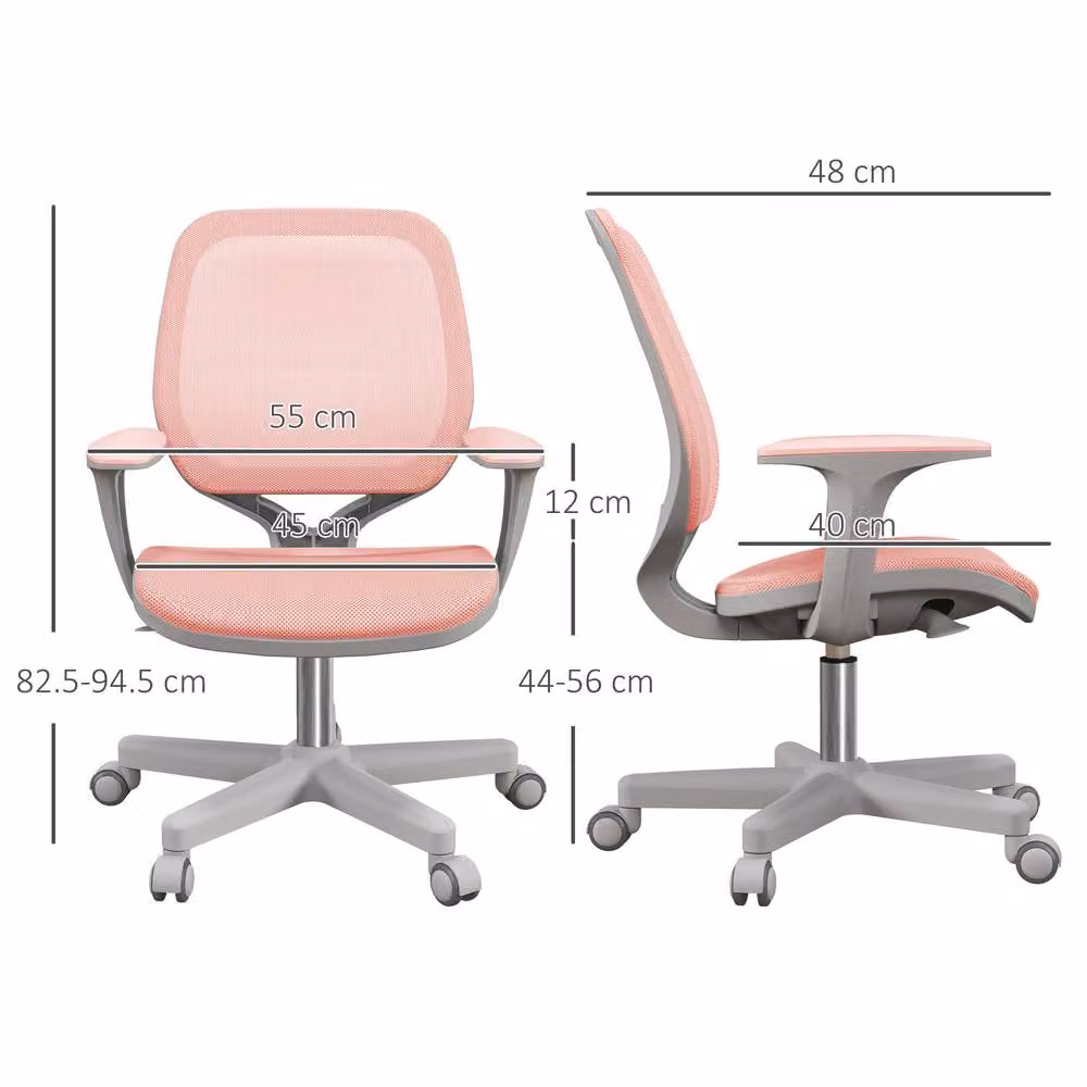 STILVORA Pink Fabric Task Chair with Armrests and Castors, W/D/H: 120 x 44 x 60 cm – 3
