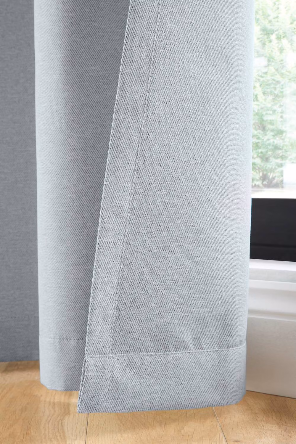 Curtina Plain Twill Woven Texture Blackout Eyelet Curtains in Black and Silver, Width: 229 cm, Drop: 229 cm – 3